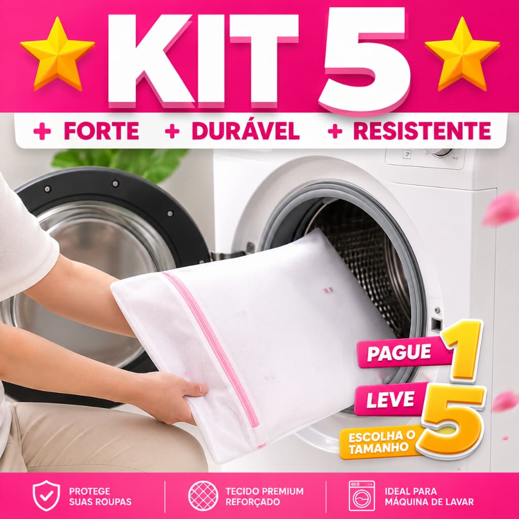 Saco Para Lavar Roupas Delicadas Intimas Reforçado Papa Bolinha