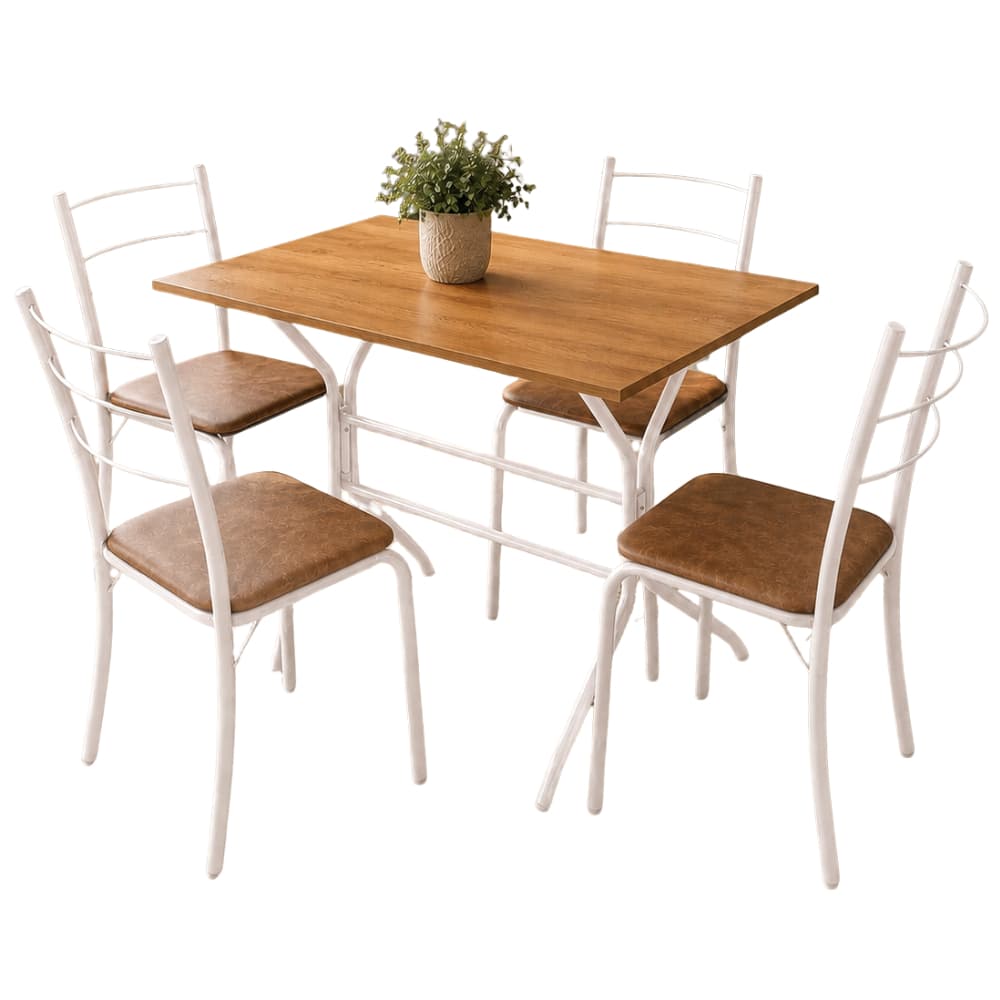 Conjunto Mesa Cozinha 4 Cadeiras Confortse Tampo MDF Estrutura em Aço
