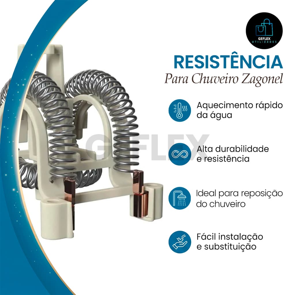 Resistência Chuveiro Ducali Zagonel 127V 220V 4400W Compatível Reposição Aquecimento Rápido |Similar