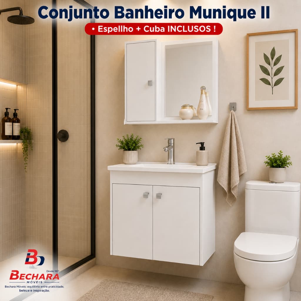 QUEIMA DE ESTOQUE - Gabinete Para Banheiro Com Pia Munique - Cores