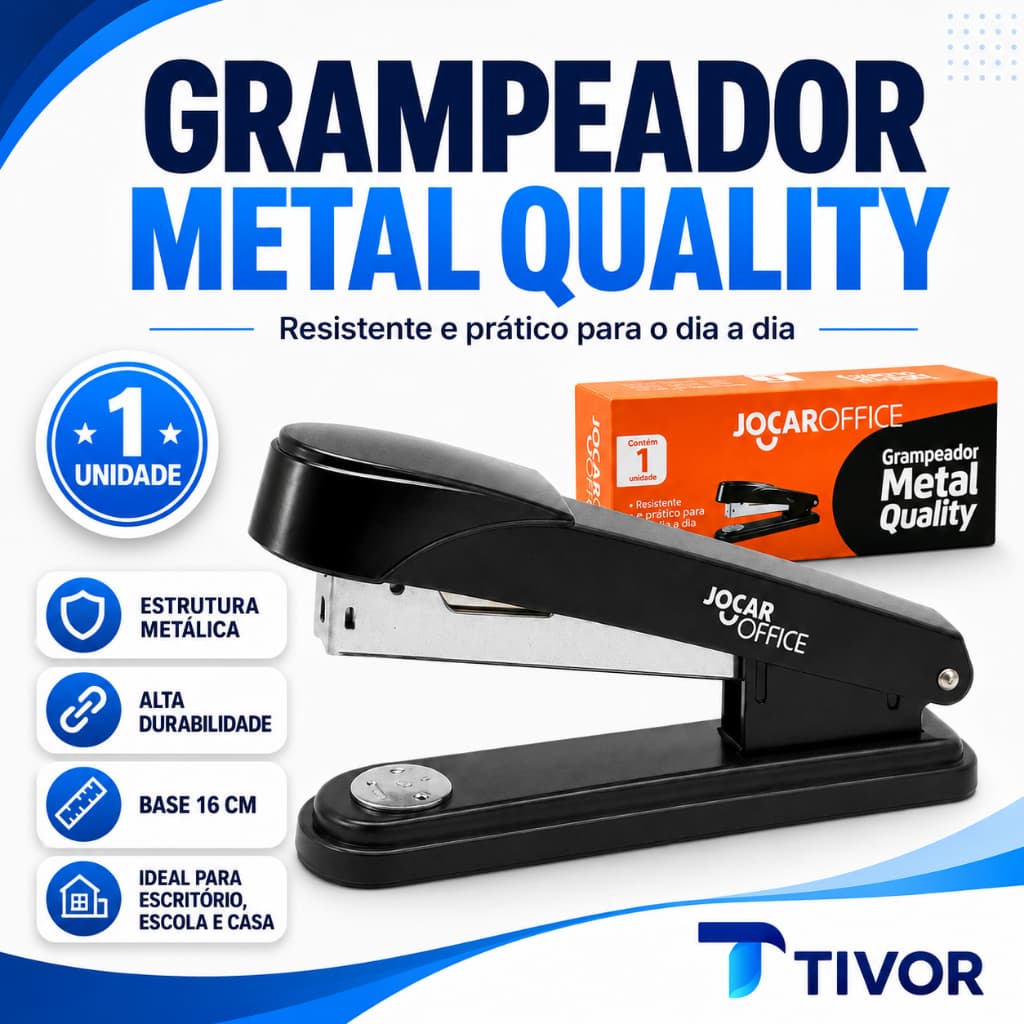 Kits Grampeador Metal Preto 11,5cm JOCAR-OFFICE Escolar Escritório