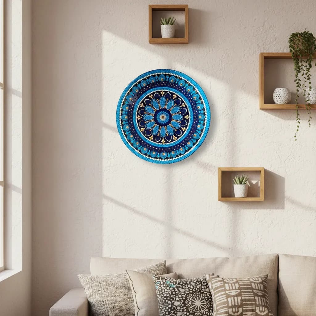 Enfeite Mandala com Sisal Decoração Amuleto Parede Placa Decorativa Olho Grego