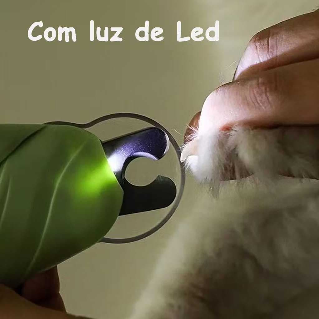 HYQ2089 Cortador de Unhas Para Cães e Gatos Pet Alicate e Lixa Com Led e Tesoura Completa