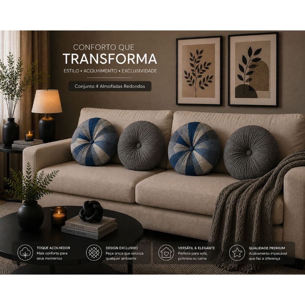 Kit Almofadas Redondas Decorativas