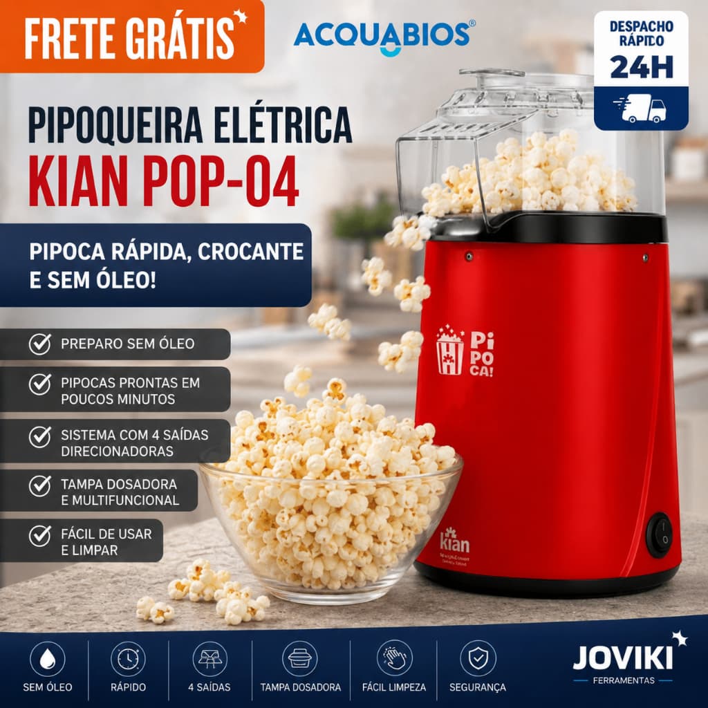 KIAN Pipoqueira Elétrica Vermelha POP-04 127V