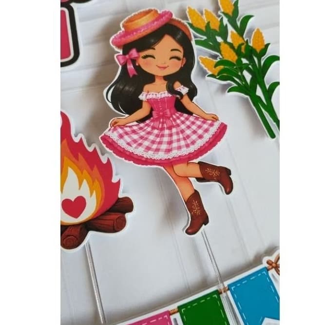 Topper de bolo Festa Junina São João Arraiá Decoração aniversário topo Festa - Envio RÁPIDO