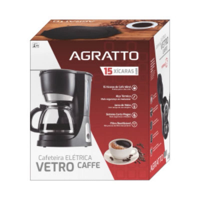 Cafeteira Elétrica Agratto Vetro Caffe 15 xicaras 550w