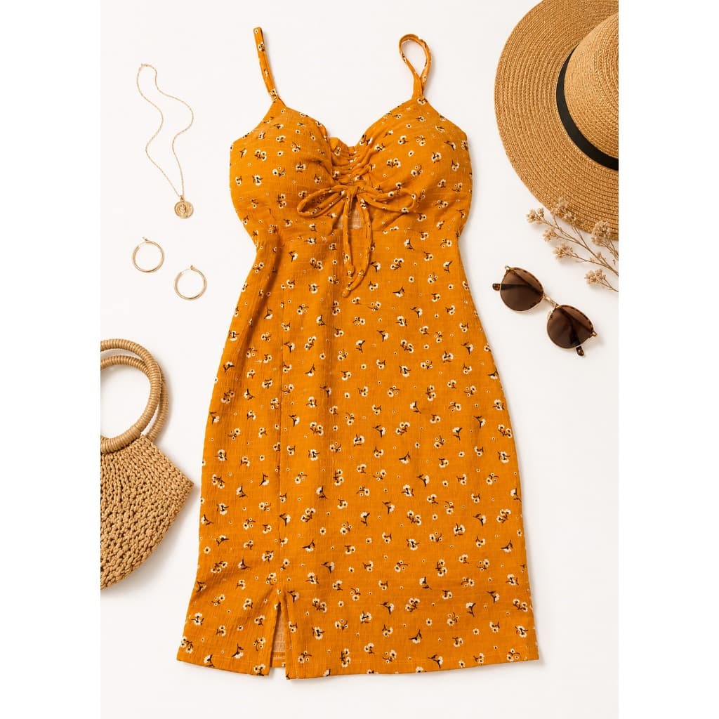 Vestido Floral com Fenda – Tendência Verão 2026 Moda gringa Blogueira tam único