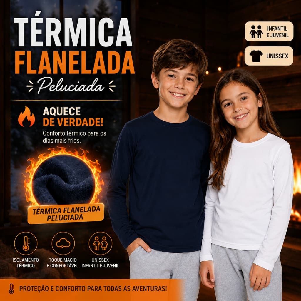 Blusa Termica Peluciada Infantil Juvenil Inverno Unissex Confortável Flanelada