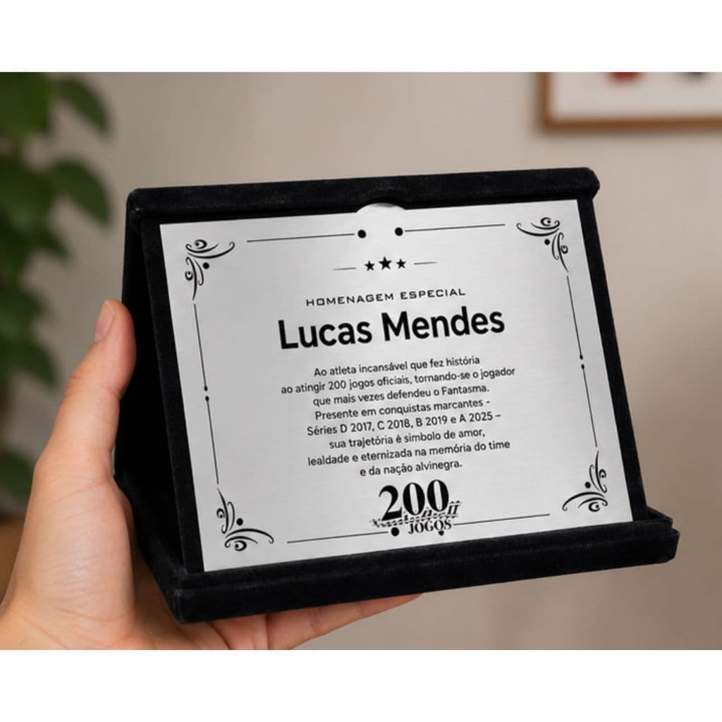 Placa De Homenagem Com Estojo Inauguração Agradecimento