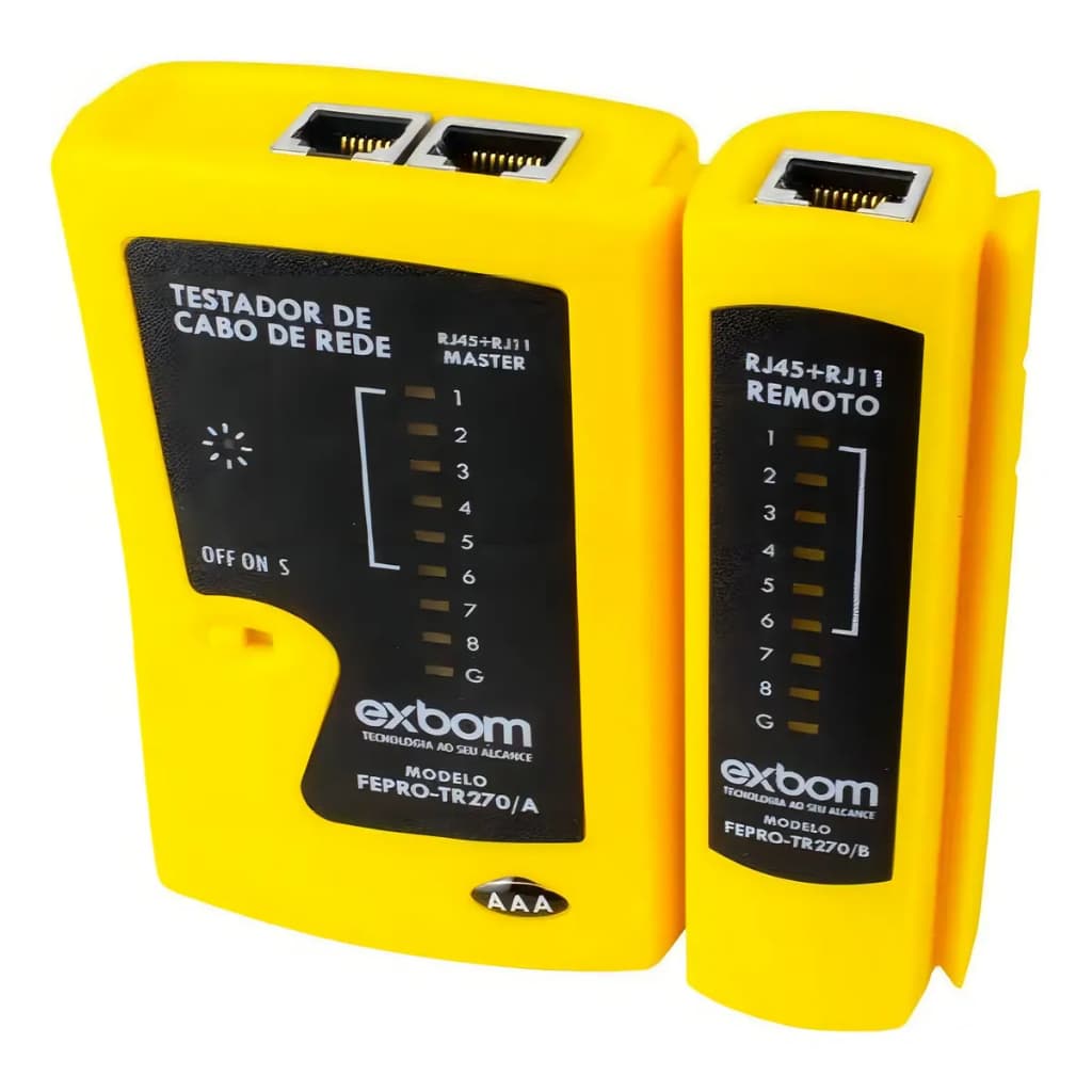 Testador de Cabo de Rede RJ45 e Telefone RJ11 – Exbom FEPRO-TR270 – Identifica Curto, Aberto e Conexões Trocadas