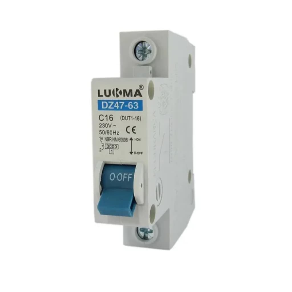 Disjuntor Unipolar 16A Curva C Trilho Din 230v Lukma
