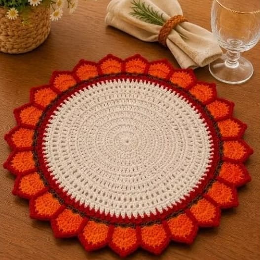Sousplat de Crochê Girassol Mesa Posta Artesanal Decoração