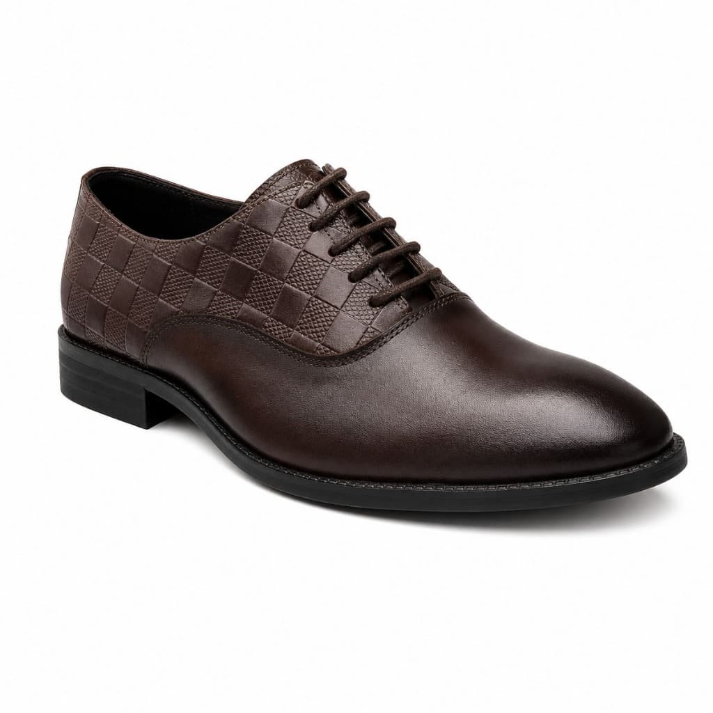 Sapato Social Masculino Café em Couro Legítimo Trabalhado Elegante Casual Casamento