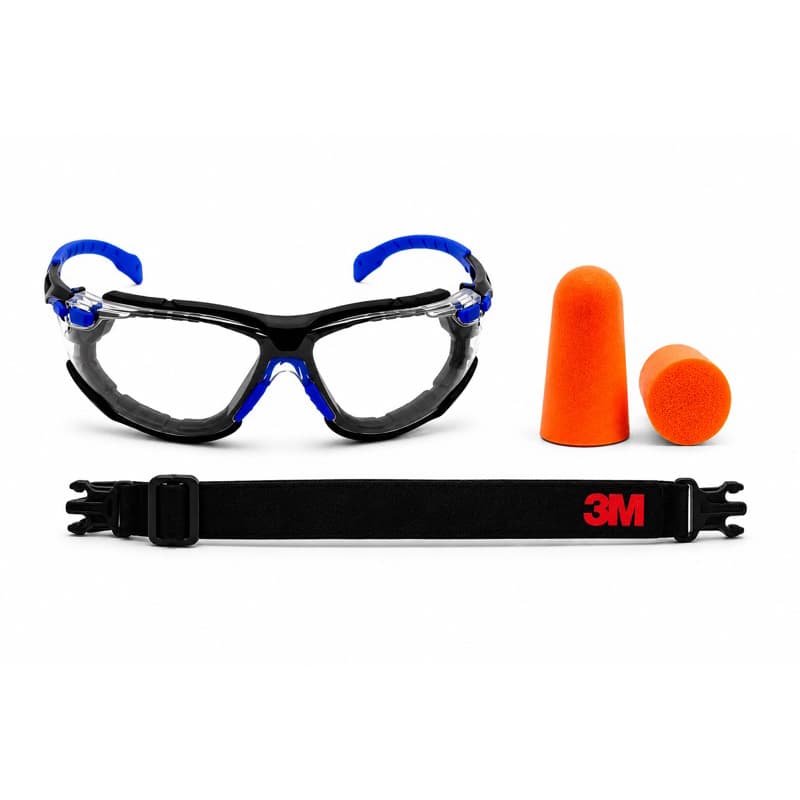 KIT EPI 3M Óculos de proteção Incolor 3M Solus 1000 junto com Protetor auricular 3M.