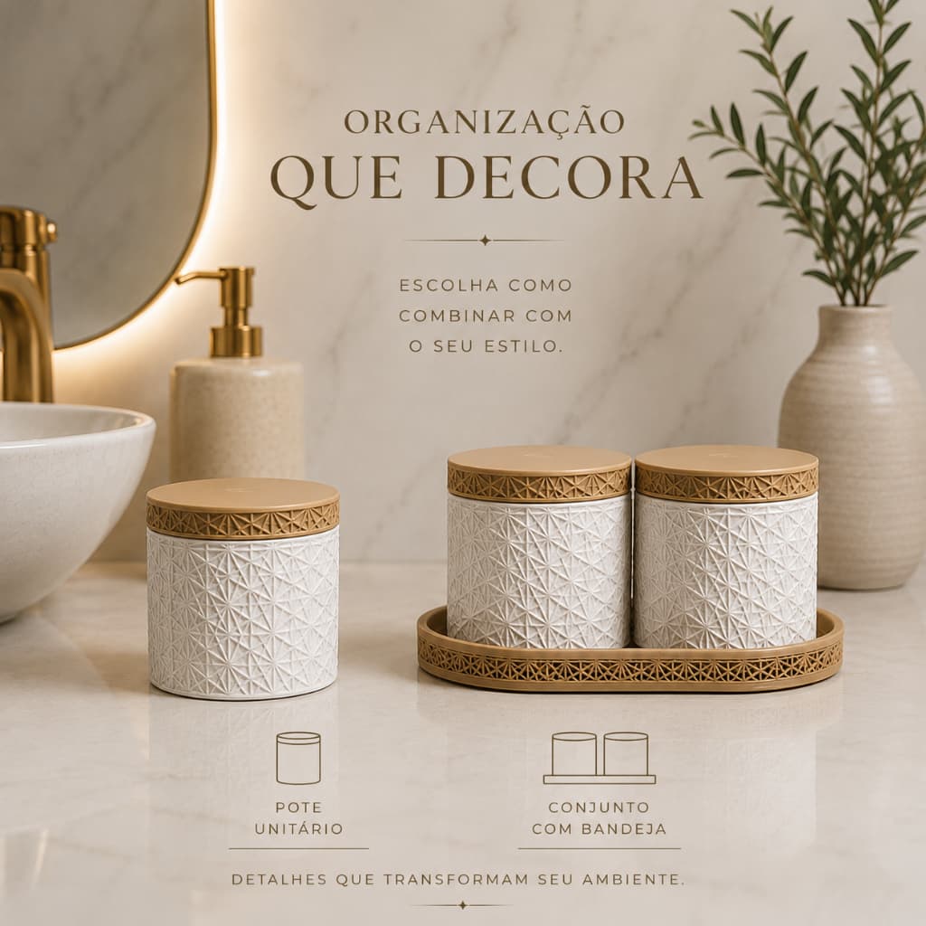 Potes Organizadores Banheiro - Bandeja Porta Algodão Cotonete Sais De Banho Decoração Lavabo