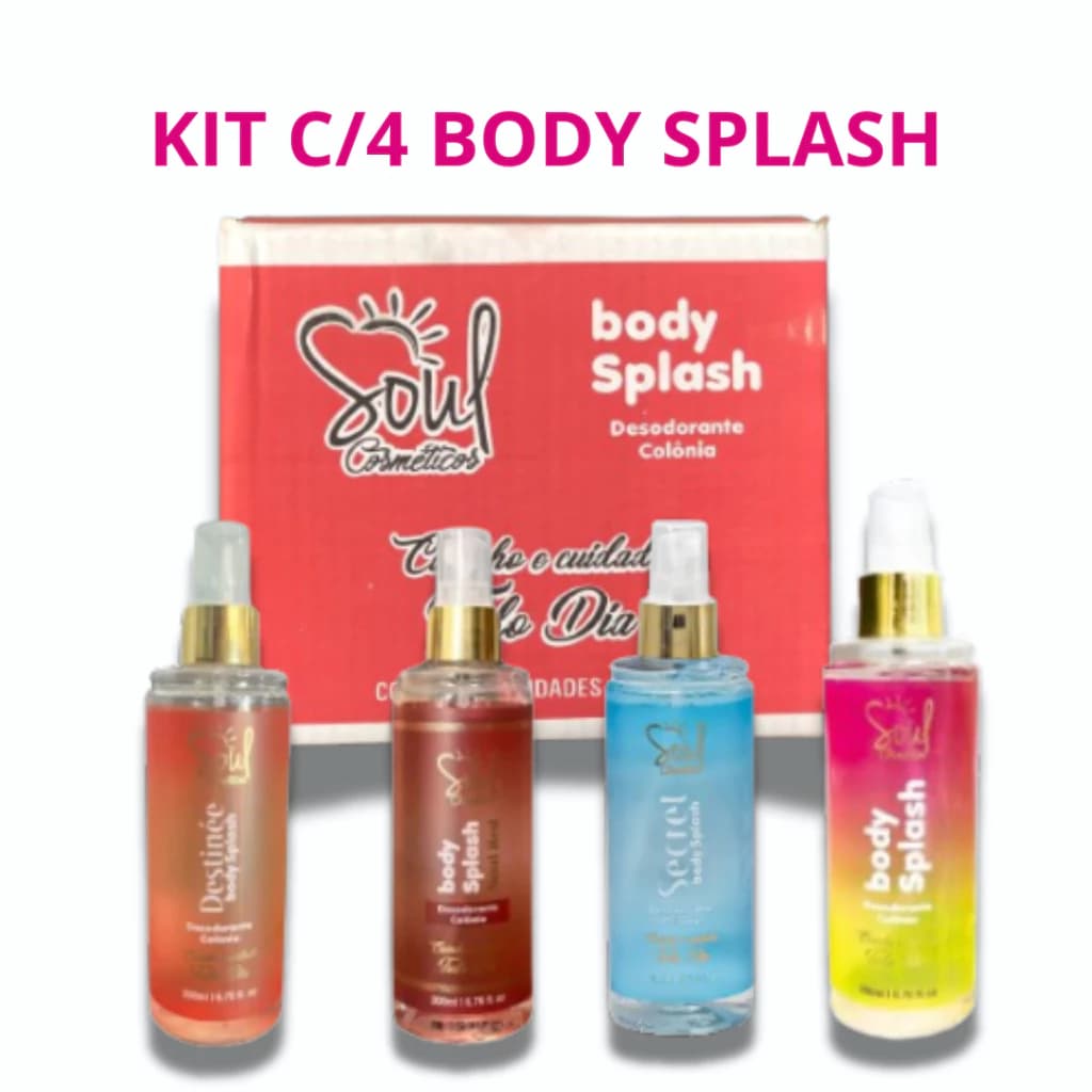 Kit 4 Body Splash Soul Cosméticos Perfume Corporal Feminino Colônia Spray Fragrância Longa Duração