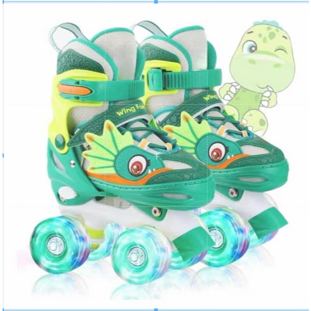 Patins ROLLER infantis arco-iris de 4 rodas com luzes LED e piscantes, modelo PREMIUM