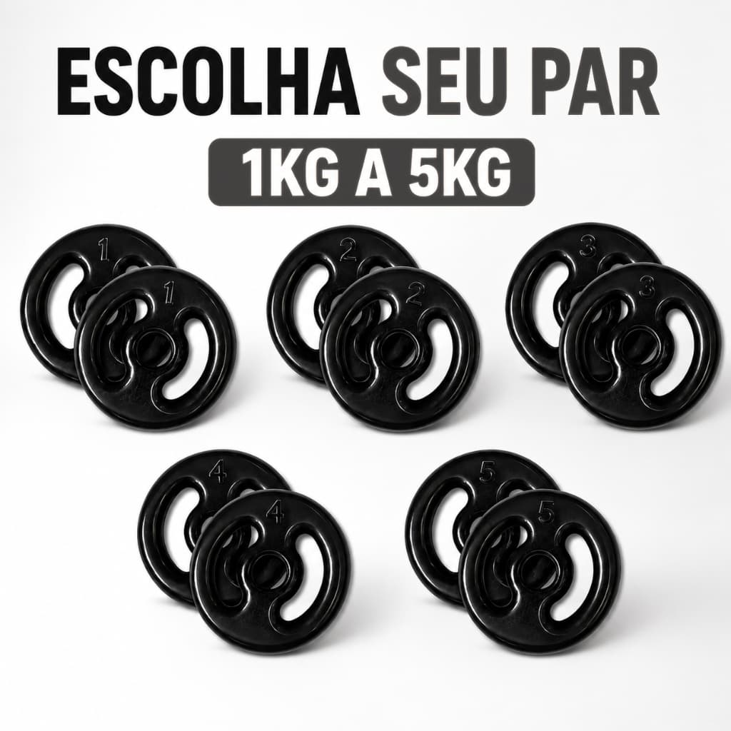 Par de Anilhas Emborrachadas 1kg a 5kg Peso Para Academia Musculação