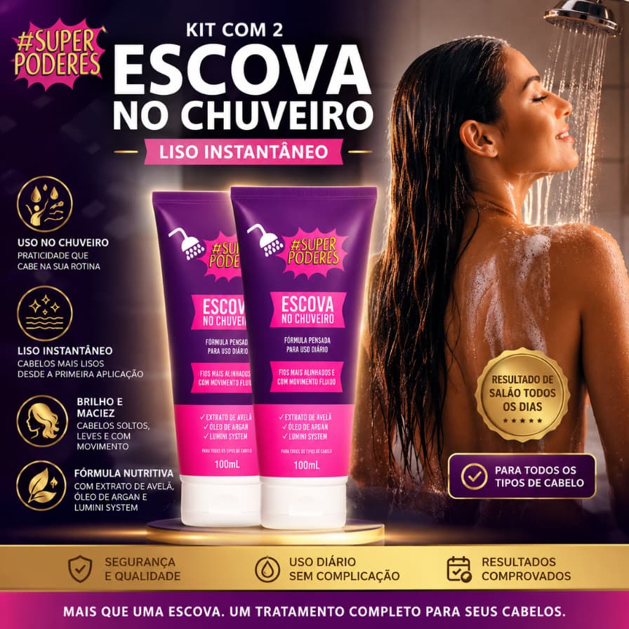 Kit 2 Progressiva De Chuveiro Liso Instantâneo Super Poderes