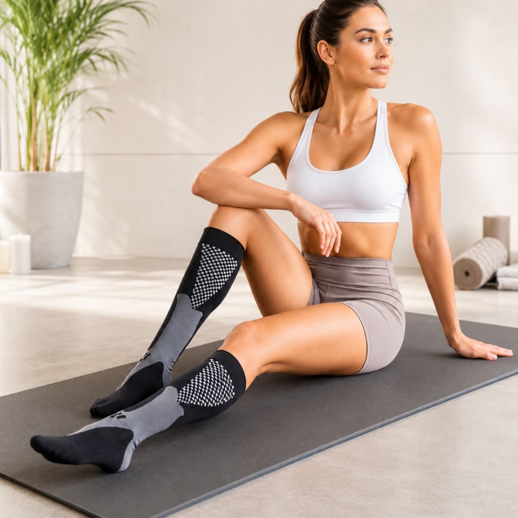Meia Feminina Yoga Pilates Compressão Alta Resistência Antiderrapante Confortável 36 ao 43