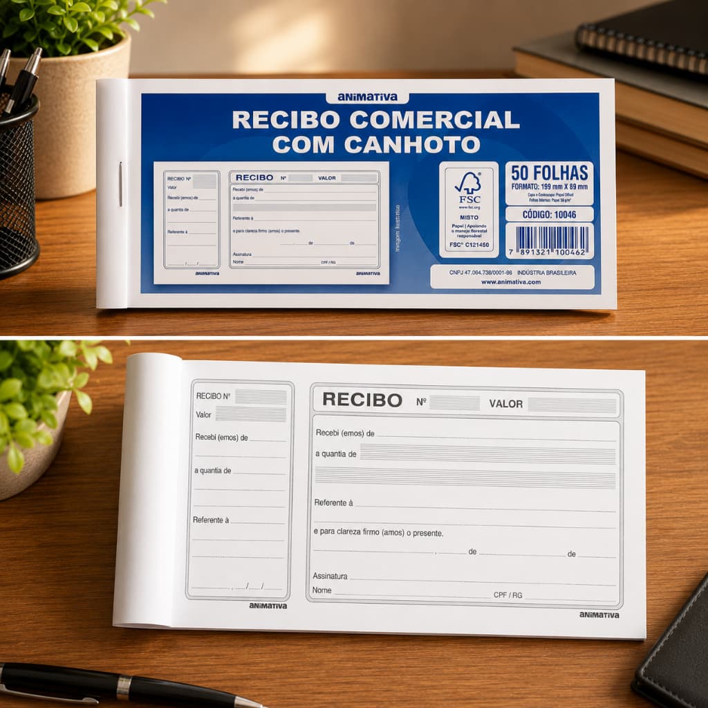 Bloco de Recibo 50 Folhas Talão Pedido Com Canhoto Comercial