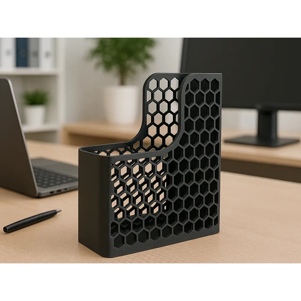 Organizador de Mesa Porta Documentos e Papéis com Porta Canetas | Design Colmeia Moderno para Escritório e Home Office
