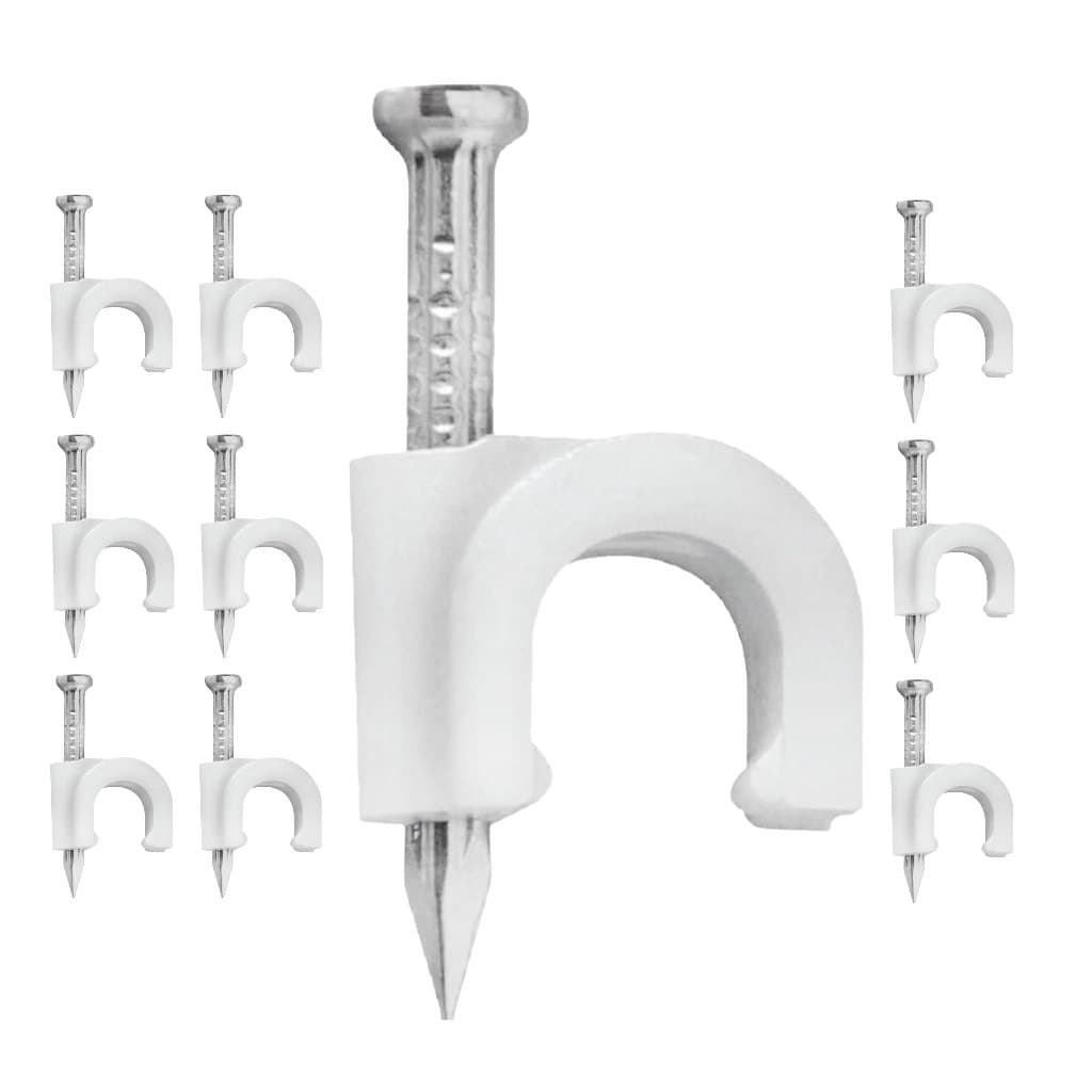 Grampo Fixa Fio Cabo Coaxial Rede Miguelao 10 Unidades 10mm Branco Passa Fio Acabamento Design