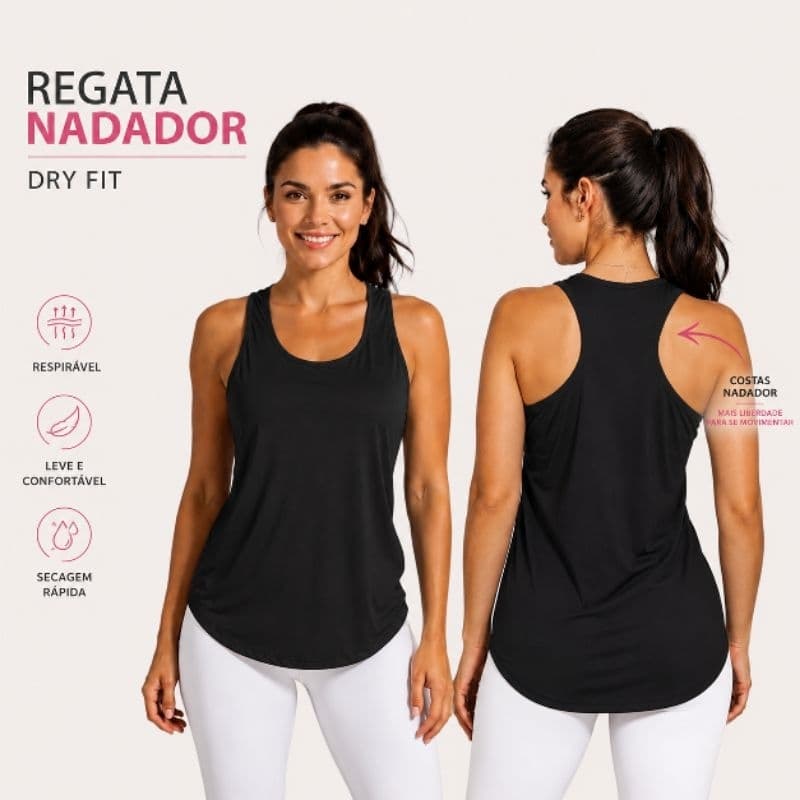 Regatas Nadador Camiseta Feminina Fluor, Beach Tênis, Crossfit, Vôlei, Caminhada