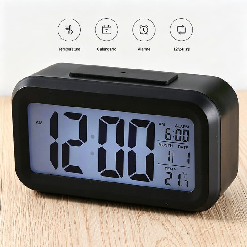 Relógio De Mesa Pequeno Led Lcd Portátil Digital Brilha No Escuro Para Cabeceira Quarto