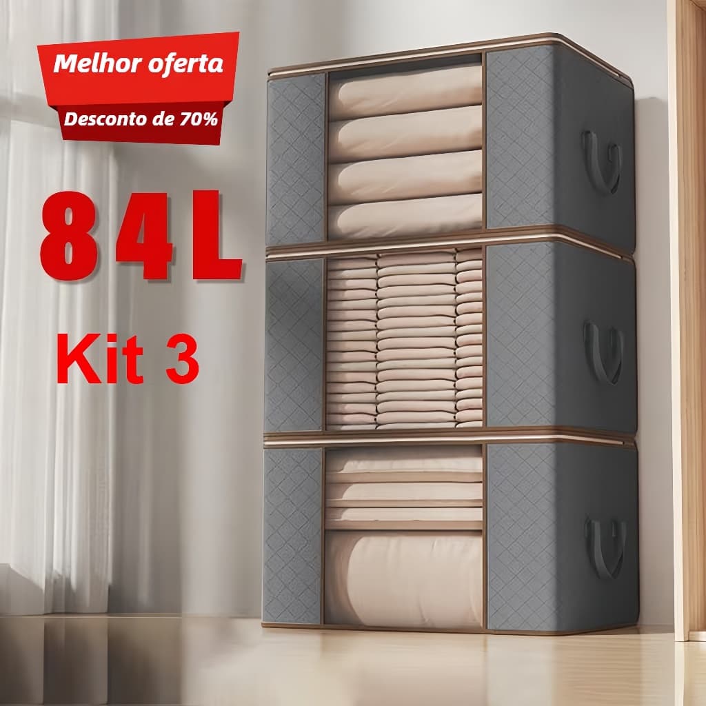 Kit 3/6 Sacos de Armazenamento | Roupas Guarda-Roupa Closet Anti Poeira Umidade Insetos Dobrável Multiuso
