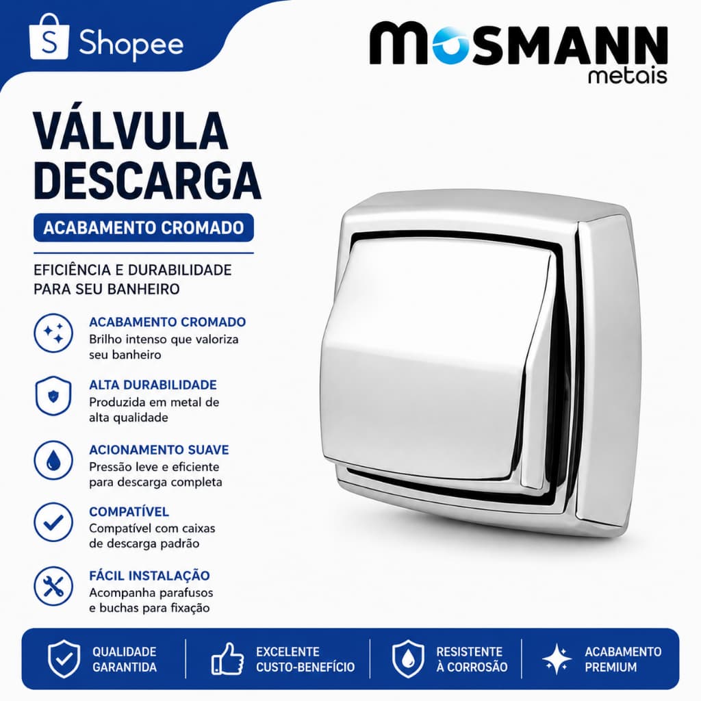 Acabamento Válvula Descarga Cromado Hydra Max Docol / Deca