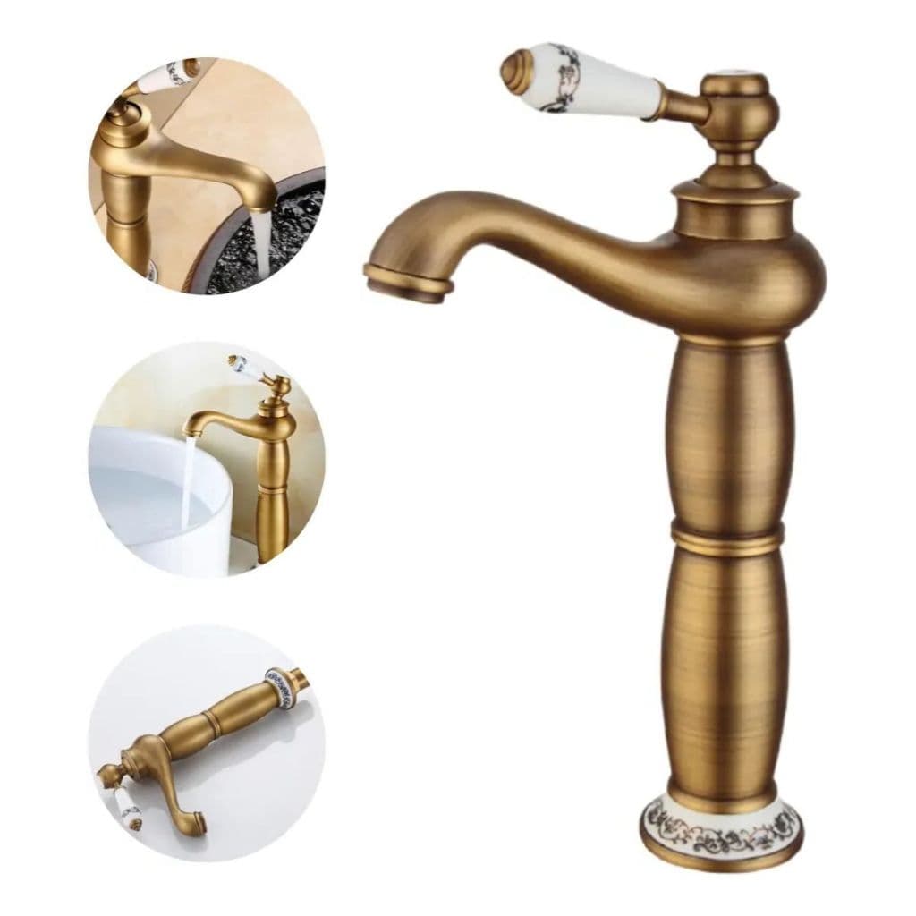 Atualizar estoque Torneira Lavabo Bronze Porcelana Monocomando Alta Misturador
