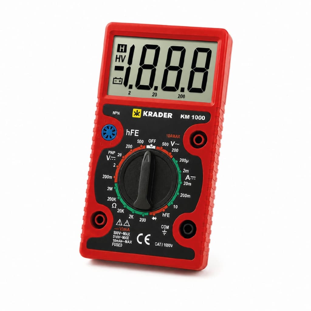 Multímetro Digital Krader KM1000 Portátil CAT I 1000V Teste Diodo hFE AC DC Profissional