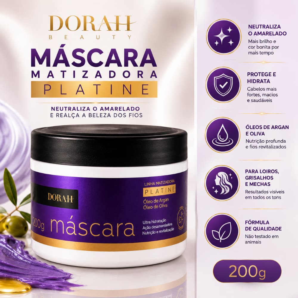 Máscara Matizadora Dorah Beauty Platine 200g