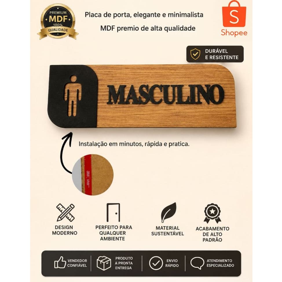 Kit Placas Banheiro WC Toilet sinalização Sanitario Masculino Feminino Unisex PCD Plaquinha Porta MDF