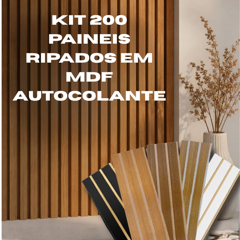 Kit com até 200 Placas Ripadas Autocolantes com Relevo em MDF Premium
