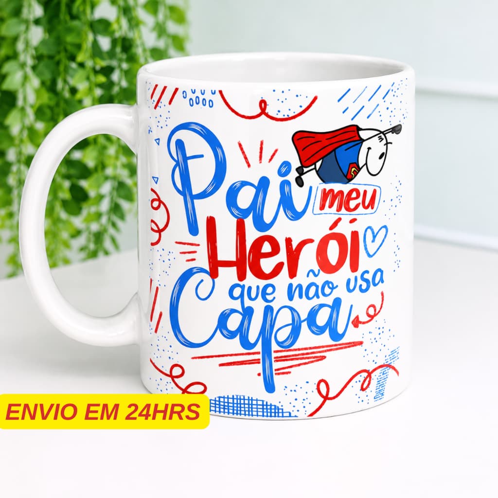 Caneca Personalizada Dia dos Pais Flork Porcelana 325Ml - Presente dia dos Pais Caneca Pai Lembrancinha Dia dos Pais
