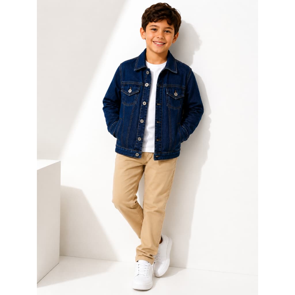Jaqueta Jeans Menino Infantil Casaco Jeans Tam 4 ao 16 inverno