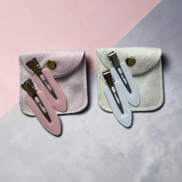 Presilha para Skincare e Maquiagem Aesthetic | Kit 2 ou 4 Presilhas Sem Marcar o Cabelo + Case de Veludo