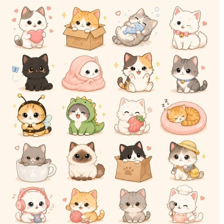 30pcs Adesivos Gato Animais Scrapbooking bullet jounal caderno agenda