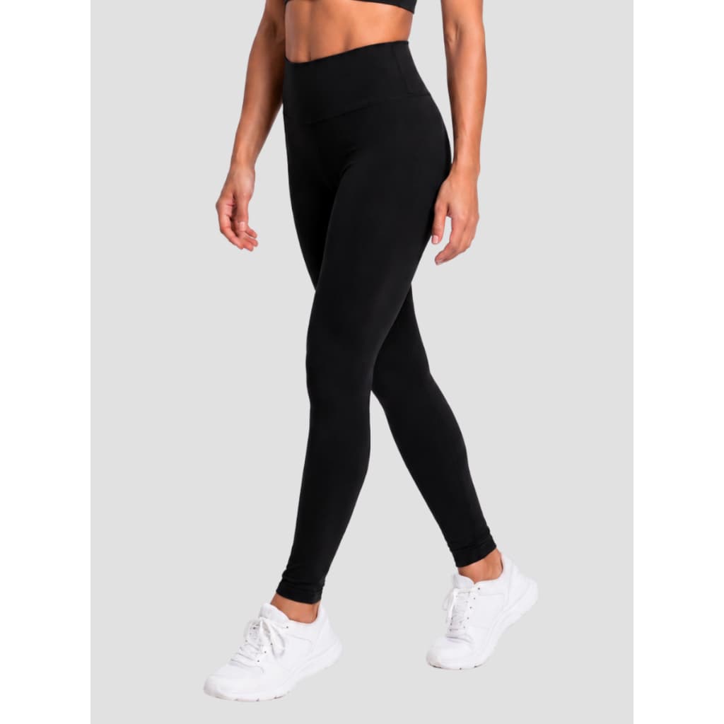 Legging Fitness Feminina Com Detalhe Em Elástico Costa Preta