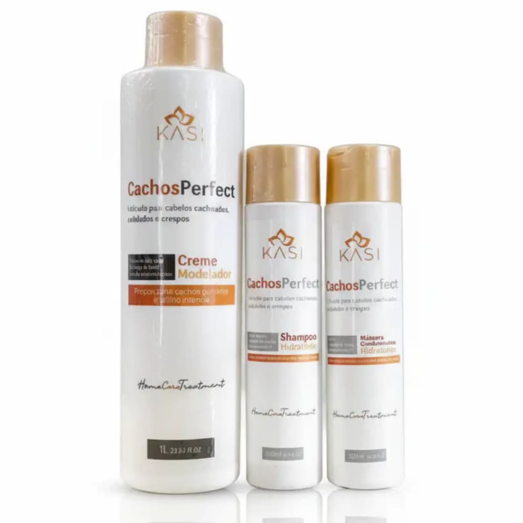 Kit Cachos Perfect Kasi | Shampoo + Condicionador + Creme Modelador | Hidratação e Definição