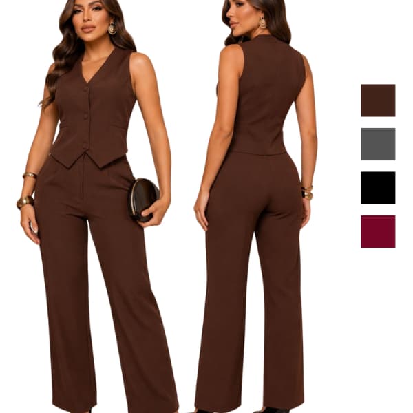 CONJUNTO FEMININO ALFAIATARIA COLETE E CALÇA SOCIAL ELEGANTE PREMIUM P AO GG MODA EXECUTIVA
