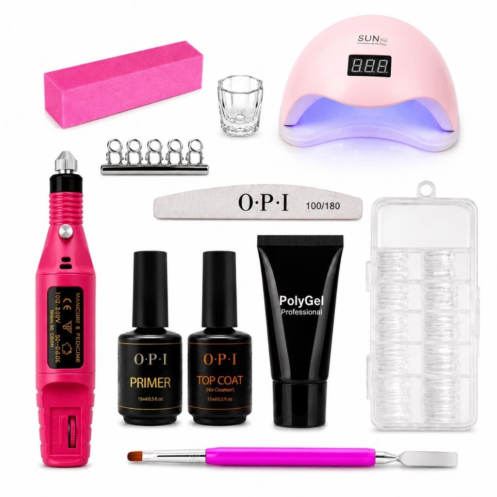 Kit Polygel + Lixadeira Elétrica de Unhas + Cabine Sun Led/UV Grande