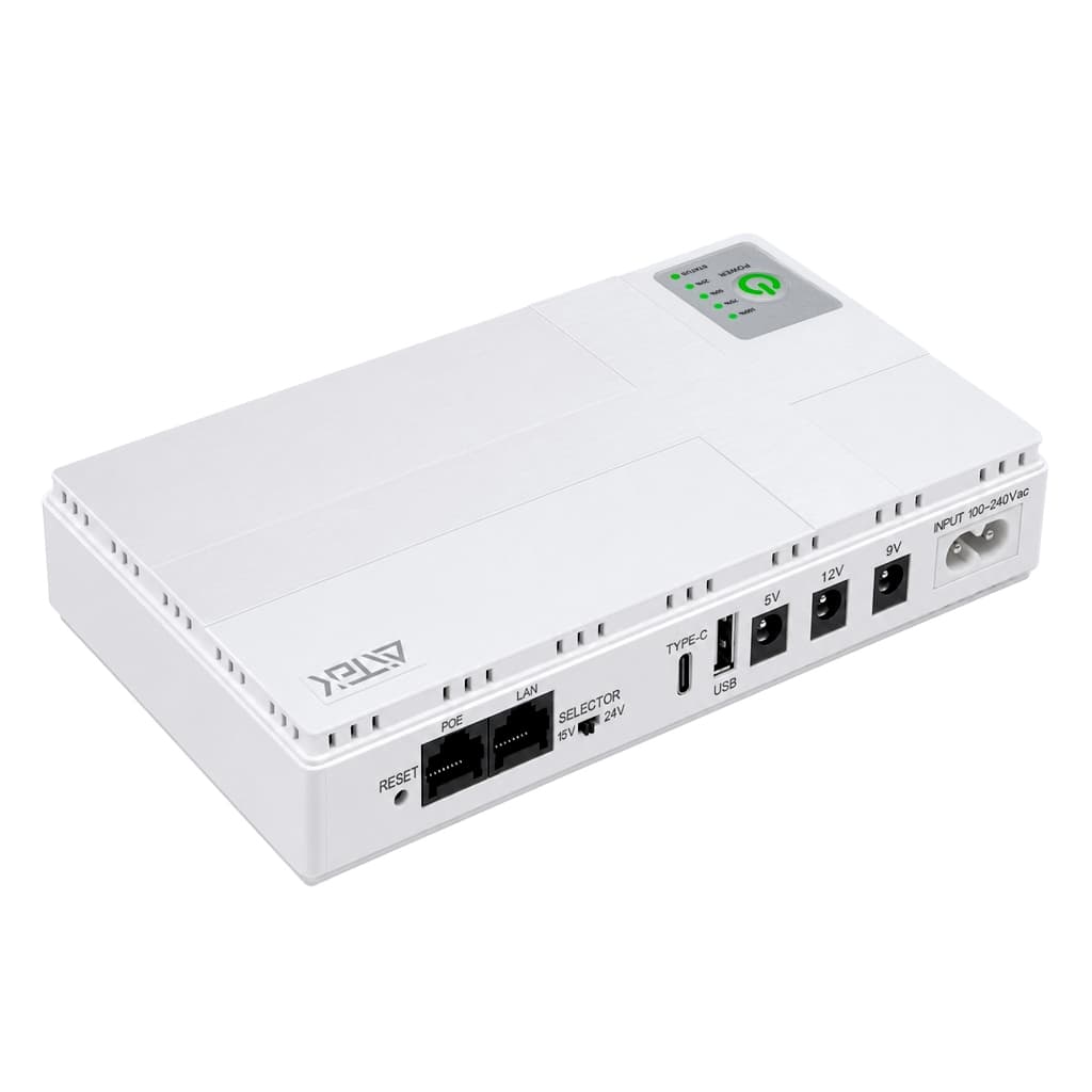 Mini No-Break Multifuncional UPS DC 18W Bivolt Roteador Modem Câmeras PoE 15V/24V Bateria Integrada