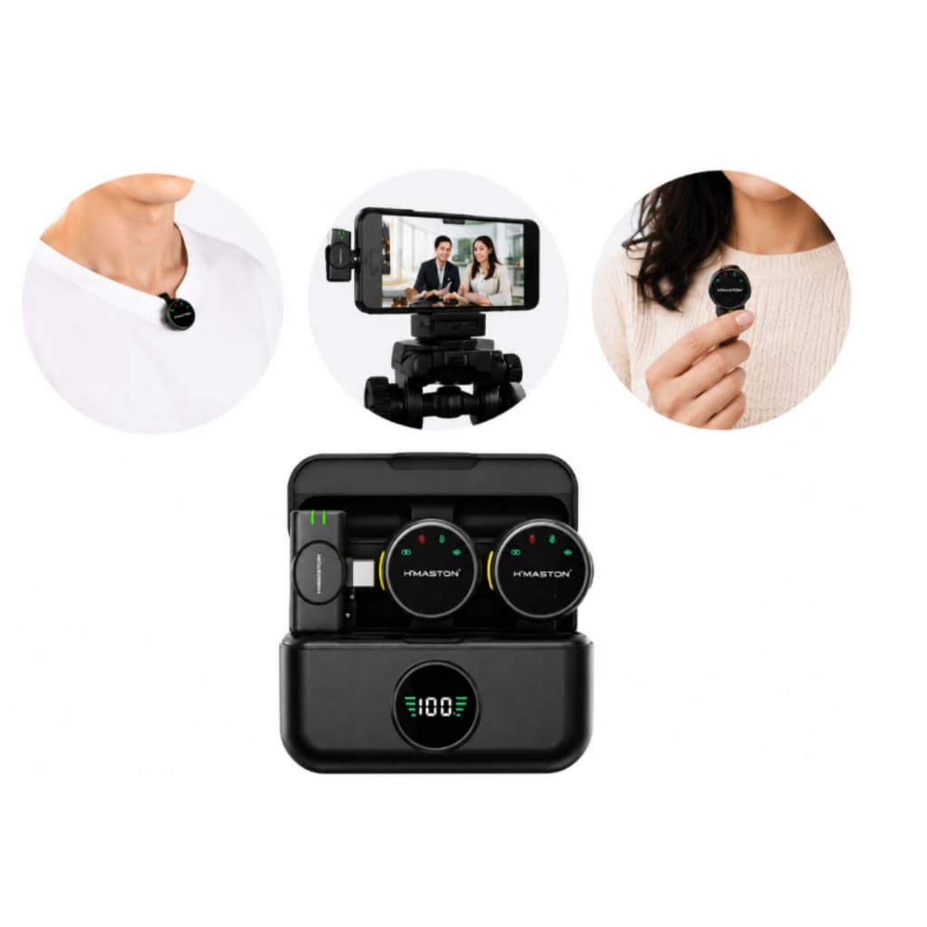 Microfone De Lapela Sem Fio Tipo-c  2 Em 1 Videos reduçao de ruido bluetooth ao ar livre redondo magnetico Hmaston