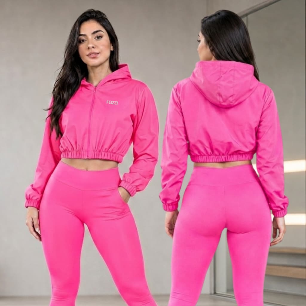 Blusa de Frio Jaqueta Bomber Feminina Tactel Cropped Com Elástico Moda Gringa