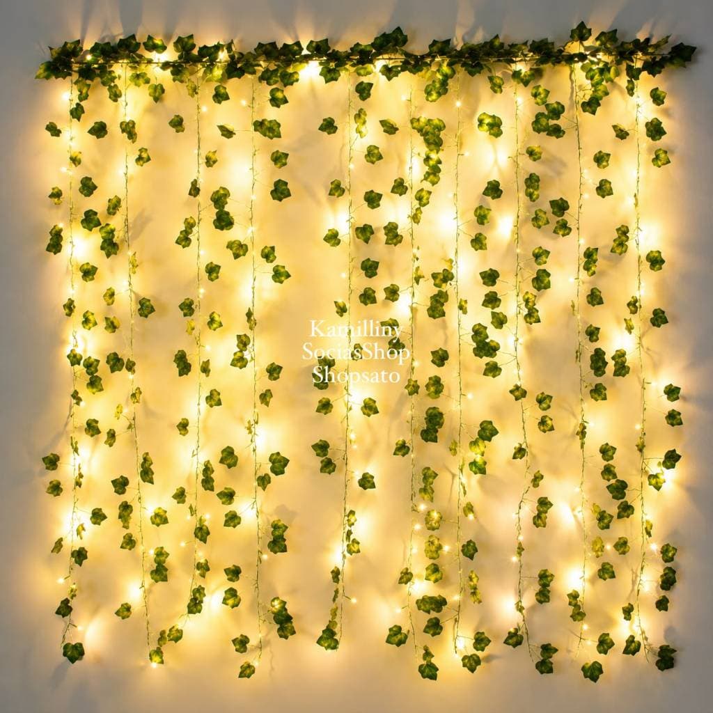 Cordão de Luz com Plantas Artificiais Folhas Para Festa e Decoração Interior/Exterior 1 Trepadeiras Com Led