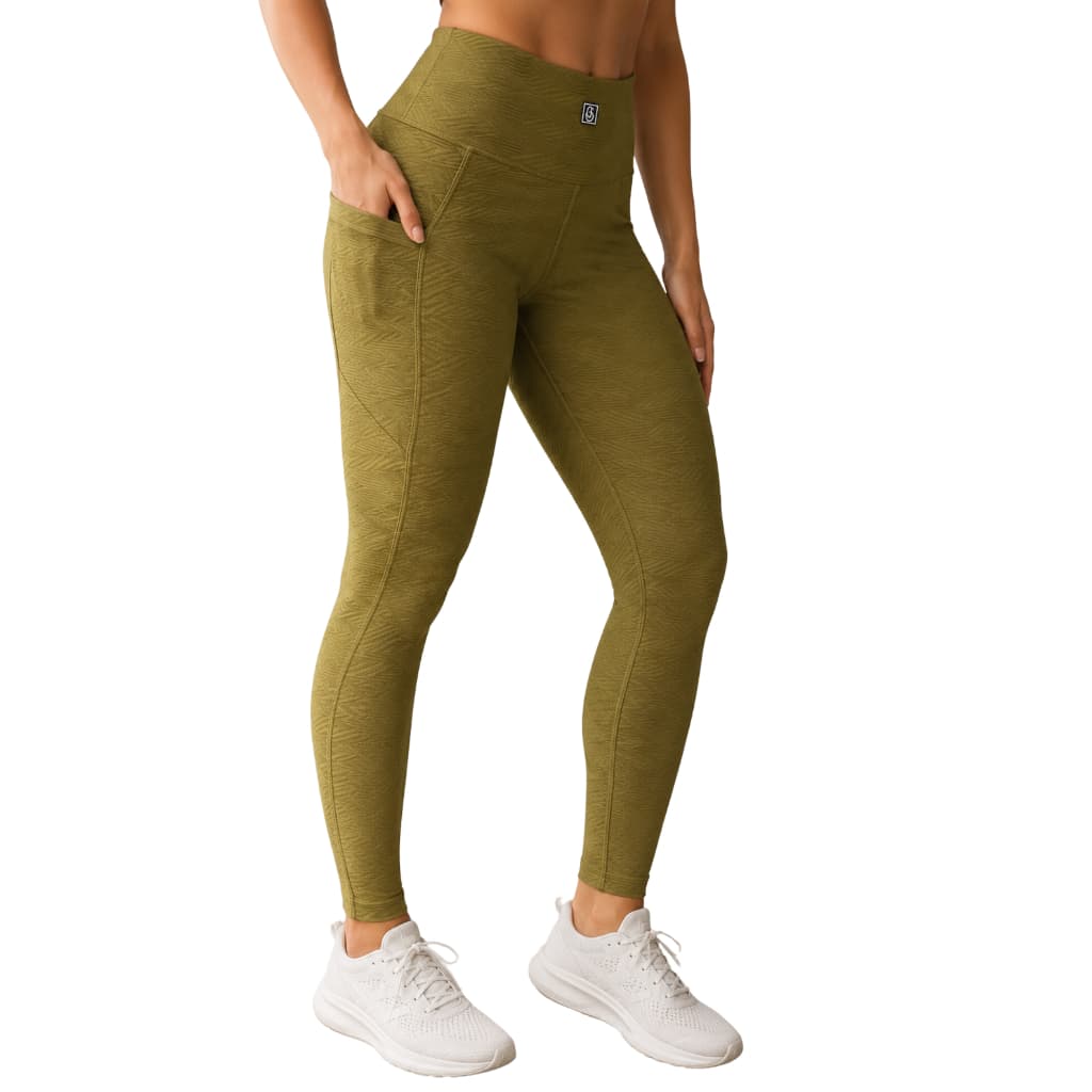 Legging Fitness Feminina Texturizada com Bolso Lateral - Calça Academia Alta Compressão Premium Verde
